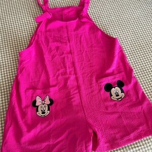 Girls' Hot Pink Minnie & Mickey Pocket Romper